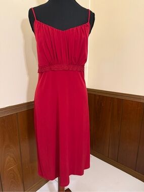 Lane Bryant Red Empire Waist Lace Trim Midi Dress Size 14/16W